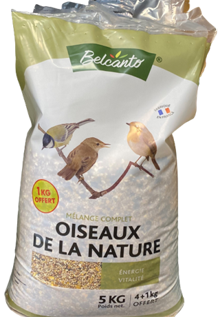 Aliment oiseaux de la nature 4Kg+1Kg Belcanto