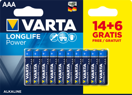 Pile Varta longlife power AAA x 4 +6 gratuites