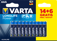Pile Varta longlife power AAA x 4 +6 gratuites